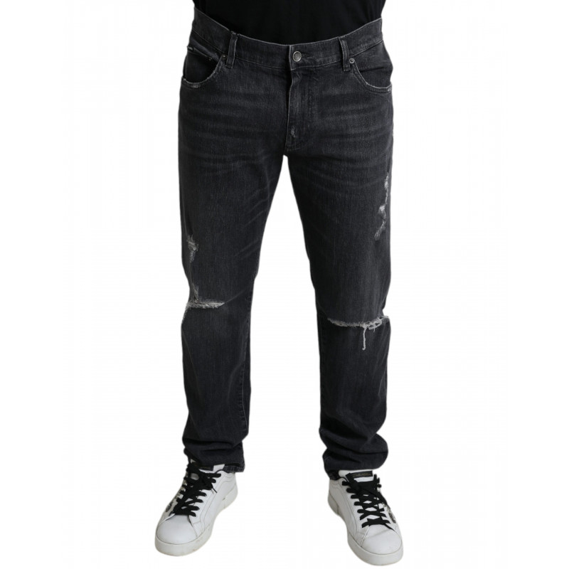 Jeans skinny slim in cotone grigio strappato - IT52 - XL