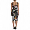 Abito aderente leopardato floreale midi patchwork multicolor - IT40-S