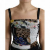 Abito aderente leopardato floreale midi patchwork multicolor - IT40-S