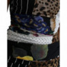 Abito aderente leopardato floreale midi patchwork multicolor - IT40-S