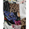 Abito aderente leopardato floreale midi patchwork multicolor - IT40-S