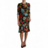 Abito al ginocchio con ricamo floreale nero - IT40-S