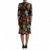 Abito al ginocchio con ricamo floreale nero - IT40-S