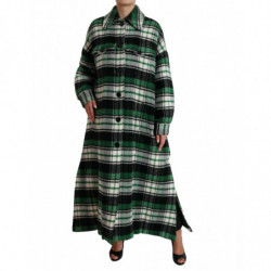 Giacca cappotto casual a maniche lunghe scozzese verde - IT40-S