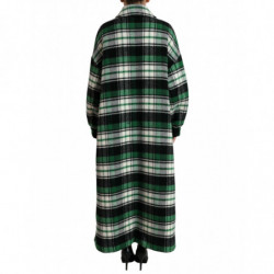 Giacca cappotto casual a maniche lunghe scozzese verde - IT40-S