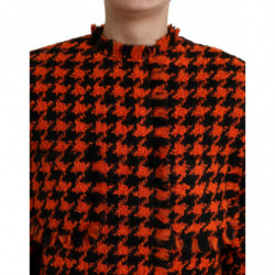 Giacca cappotto a maniche lunghe pied de poule arancione - IT40-S