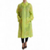 Giacca a cappotto lungo con ricamo floreale in seta verde - IT40-S