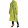 Giacca a cappotto lungo con ricamo floreale in seta verde - IT40-S