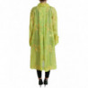 Giacca a cappotto lungo con ricamo floreale in seta verde - IT40-S