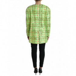 Giacca cappotto a quadri con paillettes in nylon verde - IT40-S