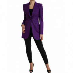 Giacca cappotto aderente monopetto in lana viola - IT40-S