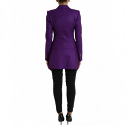 Giacca cappotto aderente monopetto in lana viola - IT40-S