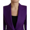 Giacca cappotto aderente monopetto in lana viola - IT40-S