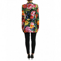 Giacca blazer in seta con stampa floreale multicolor - IT40-S