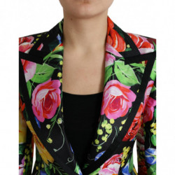 Giacca blazer in seta con stampa floreale multicolor - IT40-S