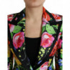Giacca blazer in seta con stampa floreale multicolor - IT40-S