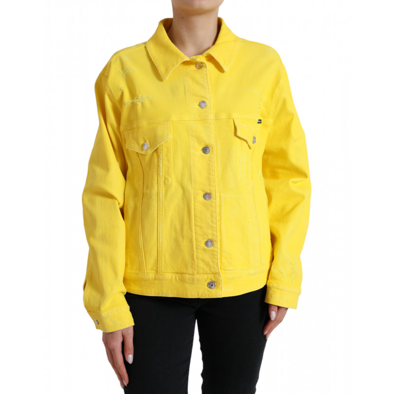 Giacca cappotto in jeans DENIM di cotone giallo - IT48 - XL