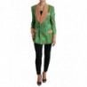 Giacca cappotto doppiopetto floreale verde - IT40-S