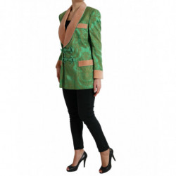 Giacca cappotto doppiopetto floreale verde - IT40-S