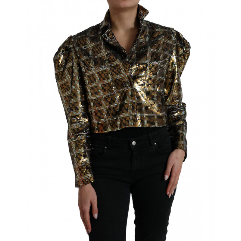 Giacca corta con paillettes in poliestere multicolore - IT40-S