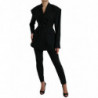 Giacca cappotto doppiopetto in lana a righe nere - IT40-S
