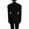 Giacca cappotto doppiopetto in lana a righe nere - IT40-S