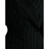 Giacca cappotto doppiopetto in lana a righe nere - IT40-S