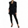 Giacca cappotto doppiopetto in lana a righe nere - IT40-S