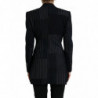 Giacca cappotto doppiopetto in lana a righe nere - IT40-S