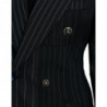 Giacca cappotto doppiopetto in lana a righe nere - IT40-S