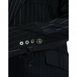 Giacca cappotto doppiopetto in lana a righe nere - IT40-S