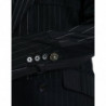 Giacca cappotto doppiopetto in lana a righe nere - IT40-S