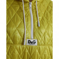 Giacca pullover trapuntata con cappuccio in nylon giallo - IT40-S