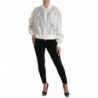Giubbotto bomber con zip intera in seta pizzo floreale bianco - IT40-S
