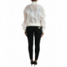 Giubbotto bomber con zip intera in seta pizzo floreale bianco - IT40-S