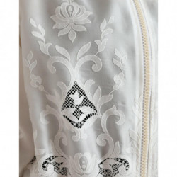 Giubbotto bomber con zip intera in seta pizzo floreale bianco - IT40-S