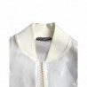 Giubbotto bomber con zip intera in seta pizzo floreale bianco - IT40-S
