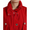 Giacca impermeabile bottoni cappuccio poliestere rosso - IT40-S