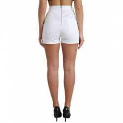 Pantaloncini hot pants vita alta pizzo bianco sul davanti - IT40-S