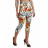 Pantaloni cropped a vita alta con stampa maioliche bianche - IT40-S