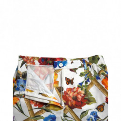 Pantaloni cropped a vita alta con stampa maioliche bianche - IT40-S