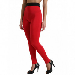 Pantaloni leggings slim in nylon rosso con logo DG - IT40-S
