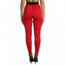 Pantaloni leggings slim in nylon rosso con logo DG - IT40-S