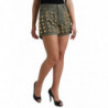 Pantaloncini hot pants a vita alta in cotone decorato verde - IT40-S