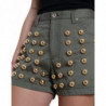 Pantaloncini hot pants a vita alta in cotone decorato verde - IT40-S