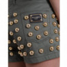 Pantaloncini hot pants a vita alta in cotone decorato verde - IT40-S