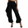 Pantaloni larghi a vita alta con volant in lana nera - IT40-S