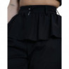 Pantaloni larghi a vita alta con volant in lana nera - IT40-S