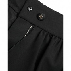 Pantaloni larghi a vita alta con volant in lana nera - IT40-S