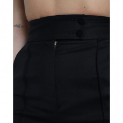 Pantaloni affusolati a vita alta in lana nera - IT40-S